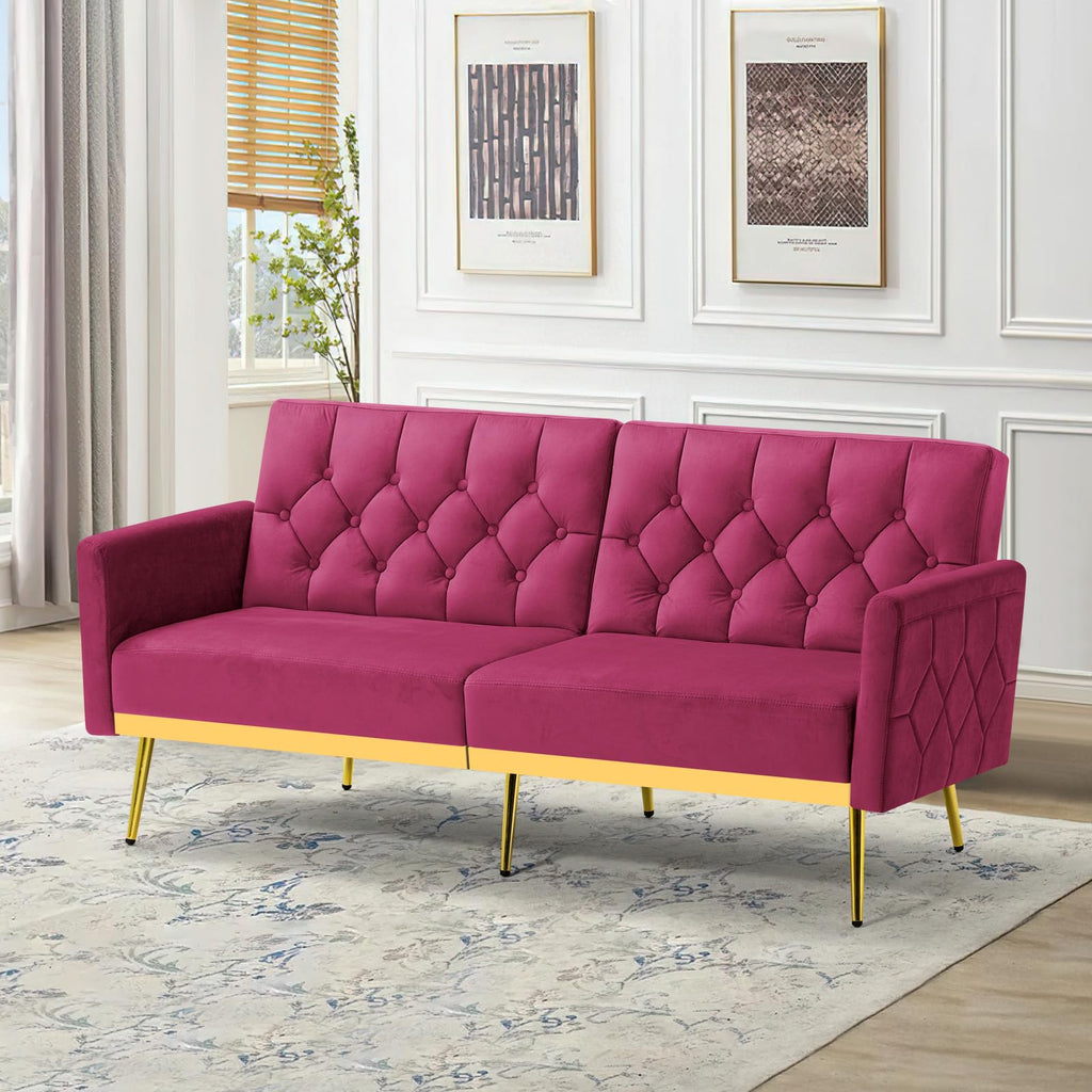 Velvet Sofa Bed with Adjustable Armrests & Backrests M608