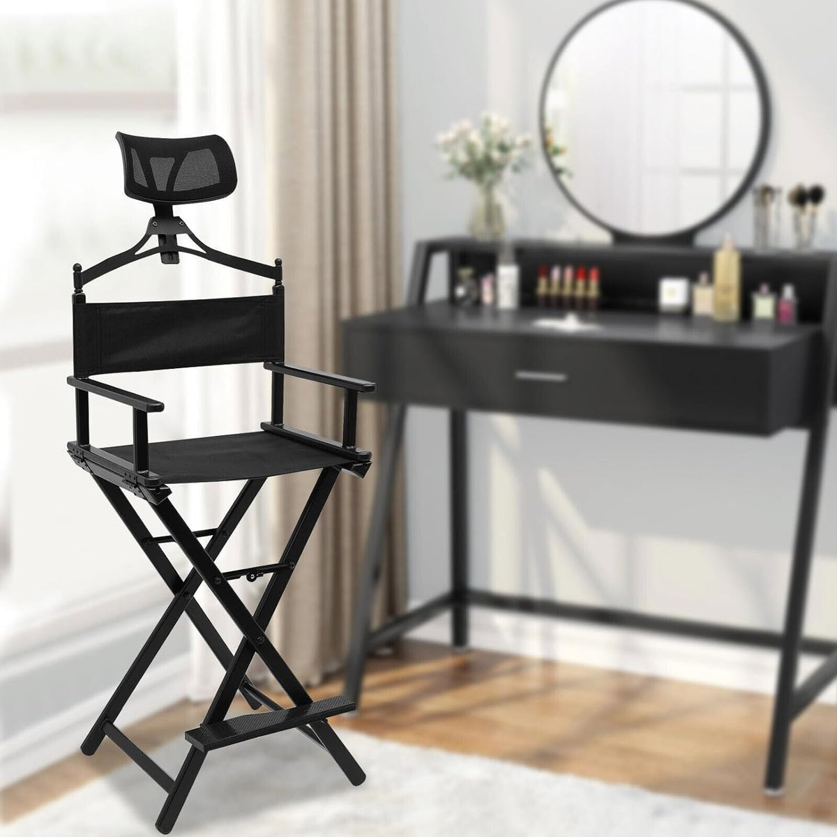 Extra Tall Foldable Makeup Artist Stool Chair E827441