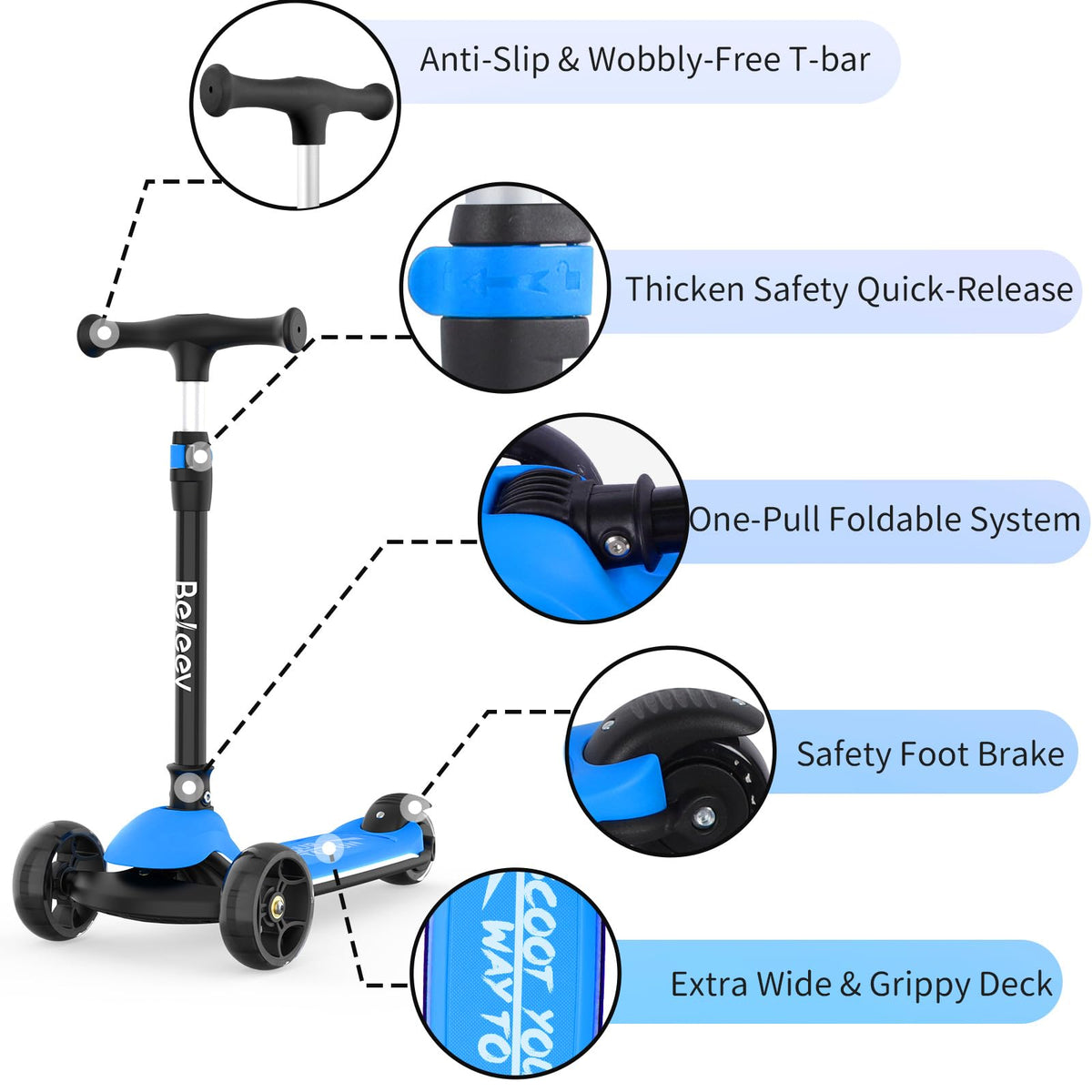 3 Wheel Folding Kids Scooter with LED Light-Up Wheels Z50159