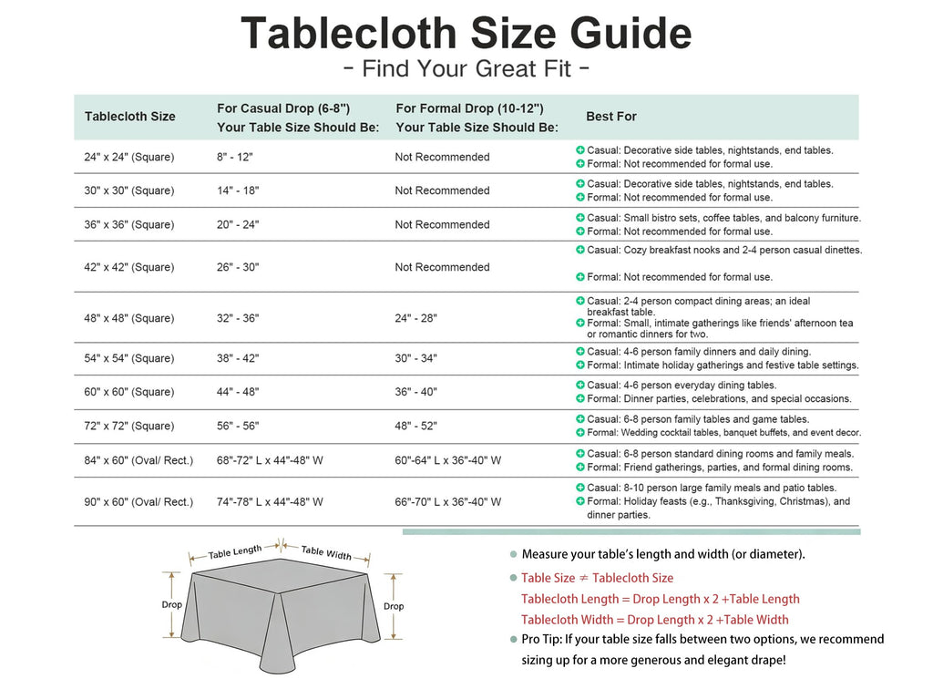 2 Pack 30x30 Inch Washable Tablecloth Q74227