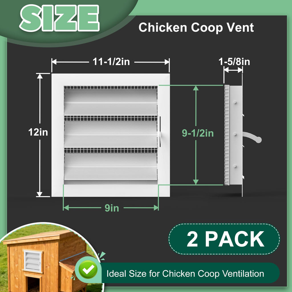 Adjustable Aluminum Alloy Chicken Coop Vent with Screen Mesh L98434