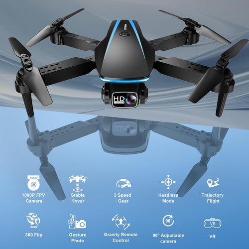 1080P HD Foldable Drone with Camera, 2 Batteries, Carrying Case K778184
