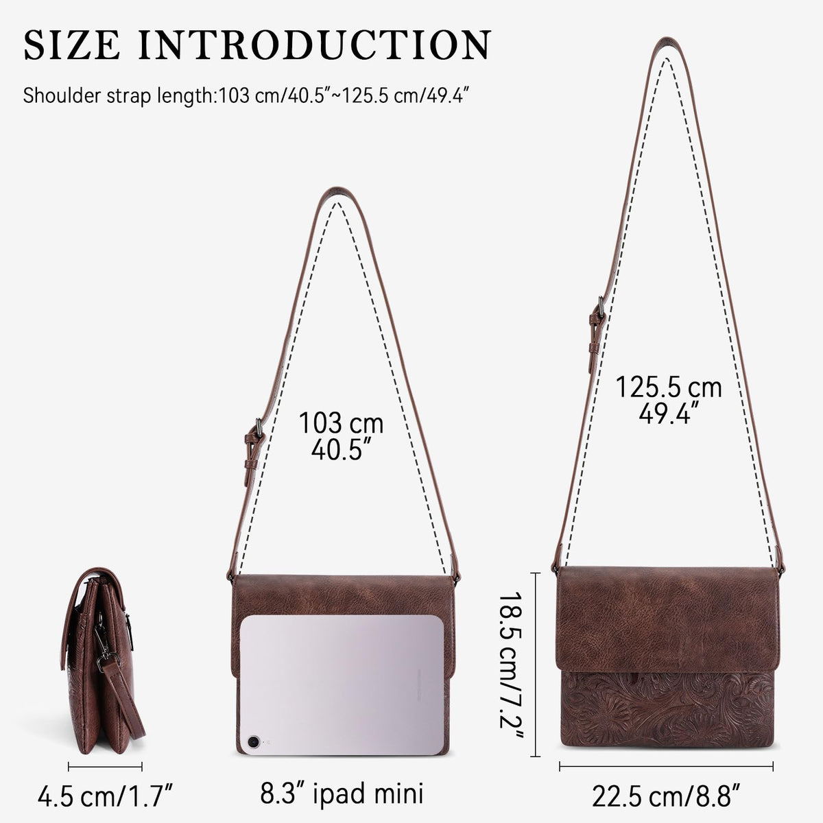 Small Vegan Leather Crossbody Bag with Adjustable Strap W26898