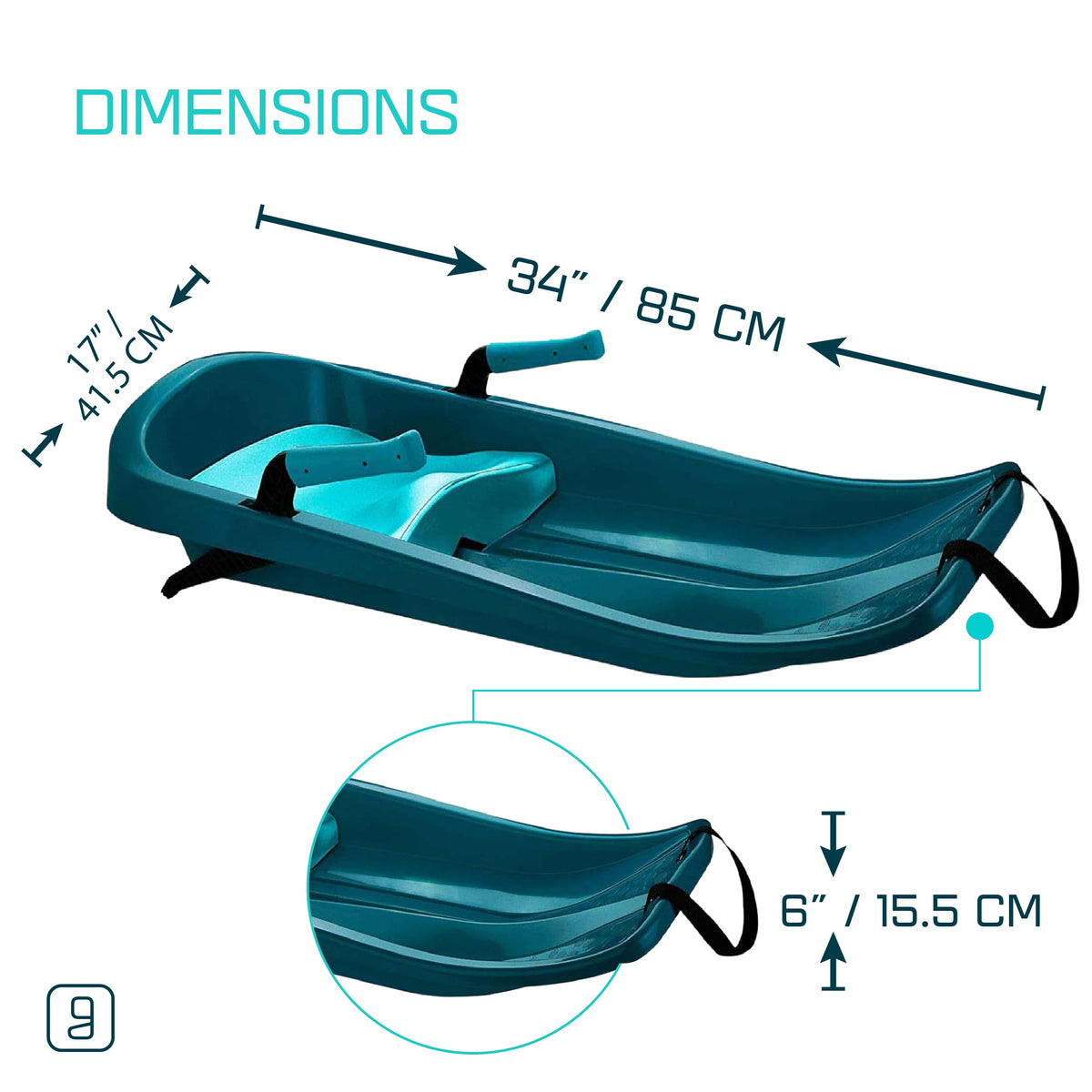 Kids' Plastic Toboggan Sleds with Tow Strap R330281