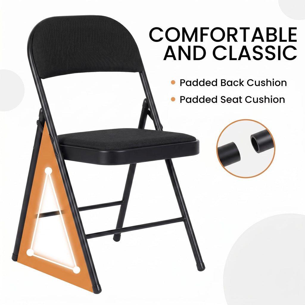 10 Pack Black Padded Folding Chairs O224
