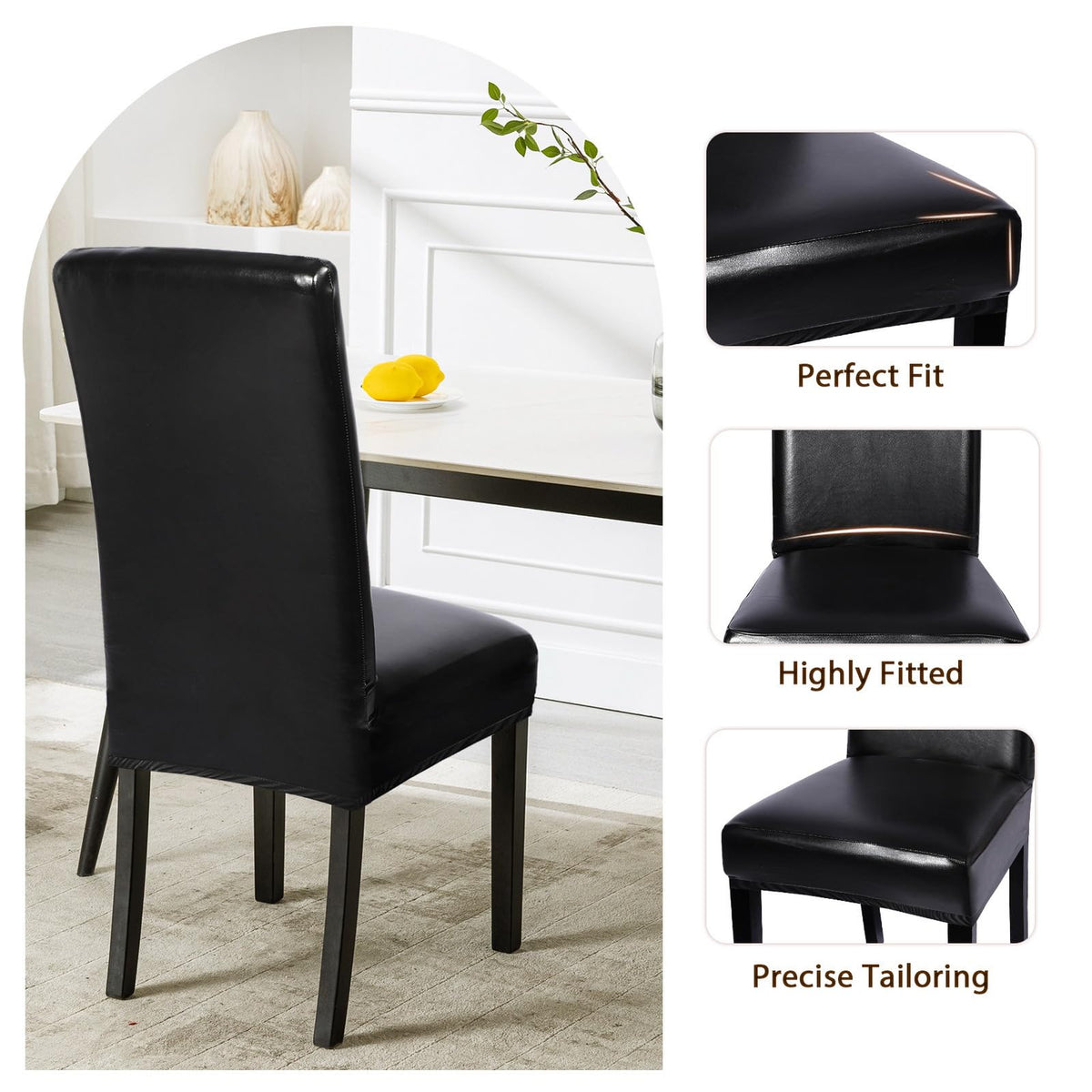 Waterproof PU Leather Dining Chair Covers Set of 6 N102851