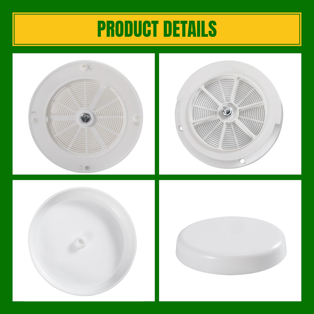White RV Roof Mushroom Vent with Water Cover Guard Cap E456