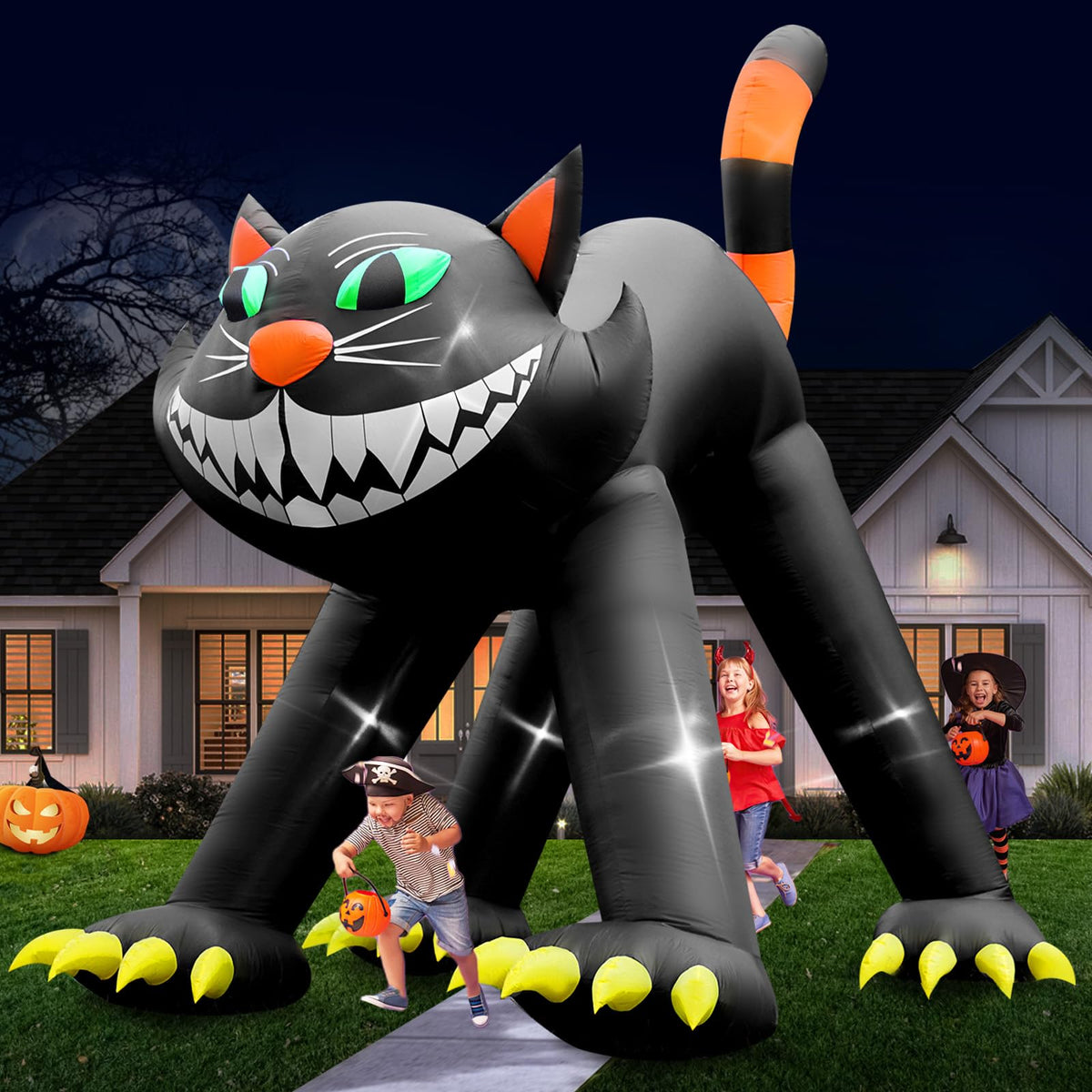 14FT Inflatable Black Cat Halloween Decoration with 7 LED F873540