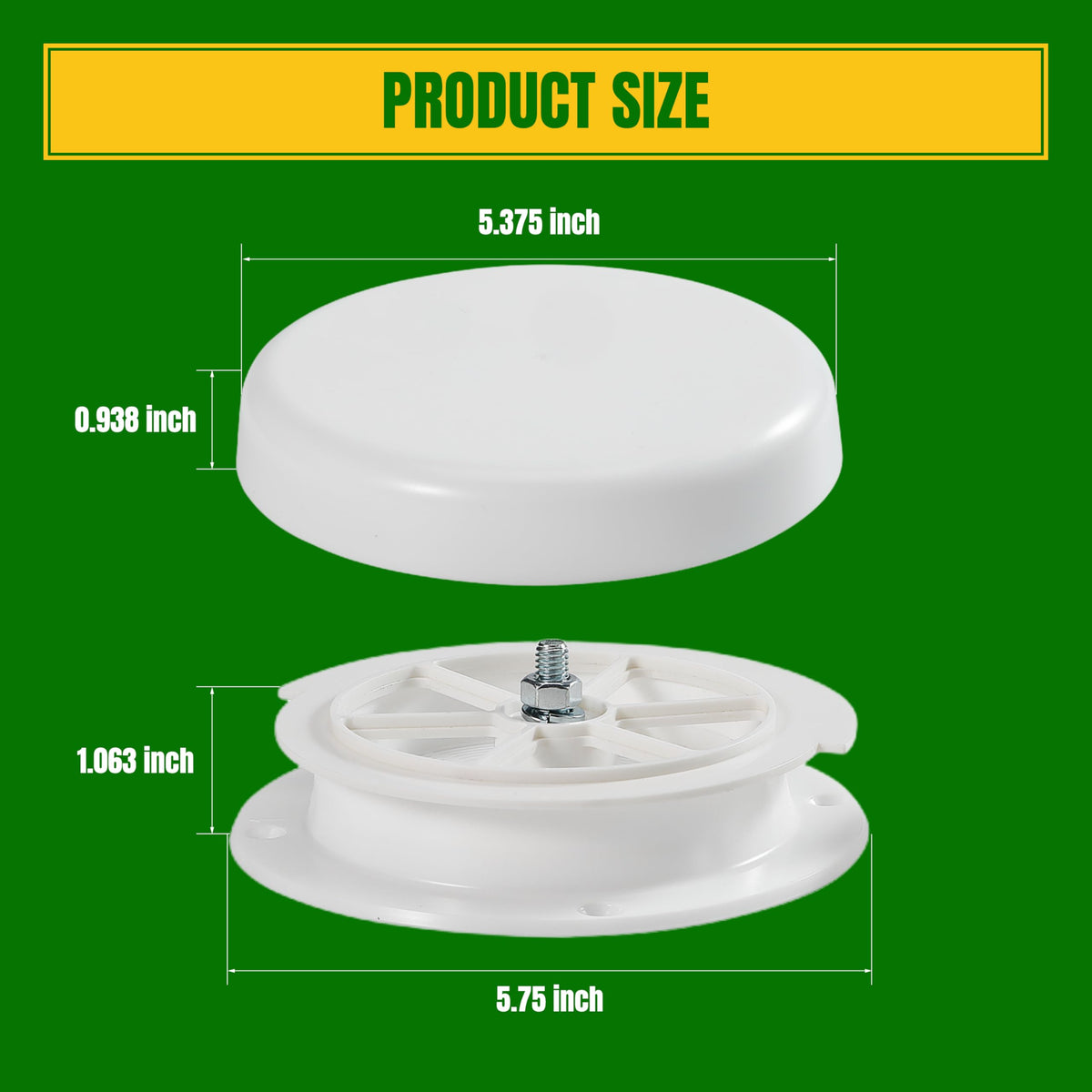 White RV Roof Mushroom Vent with Water Cover Guard Cap E456