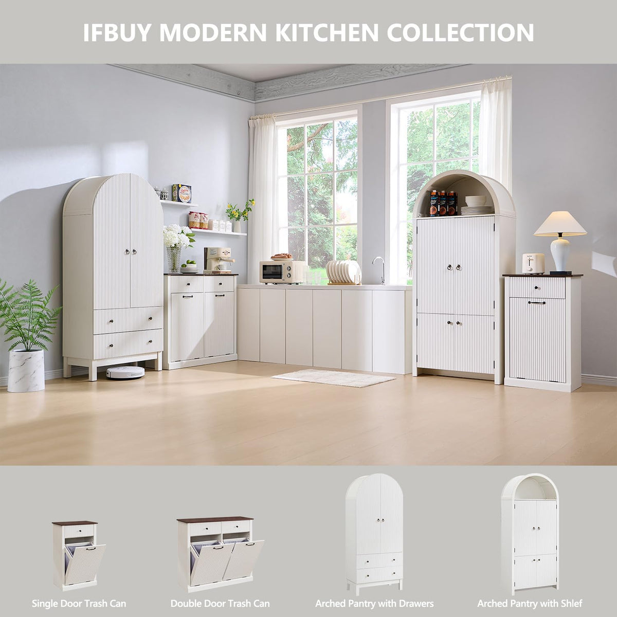 White Tilt Out Laundry Hamper Cabinet U281606