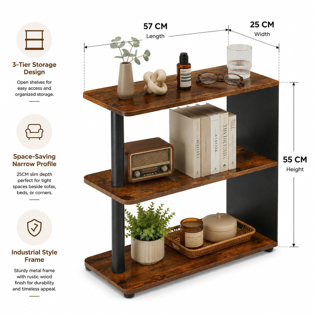 3-Tier Narrow Industrial End Table J123366