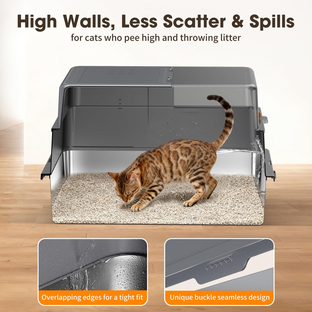 XXXL Stainless Steel Litter Box with Lid Z67053