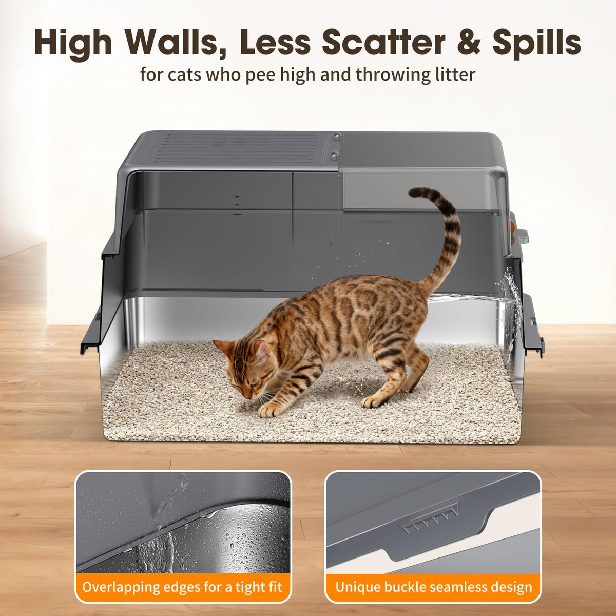 XXXL Stainless Steel Litter Box with Lid Z67053