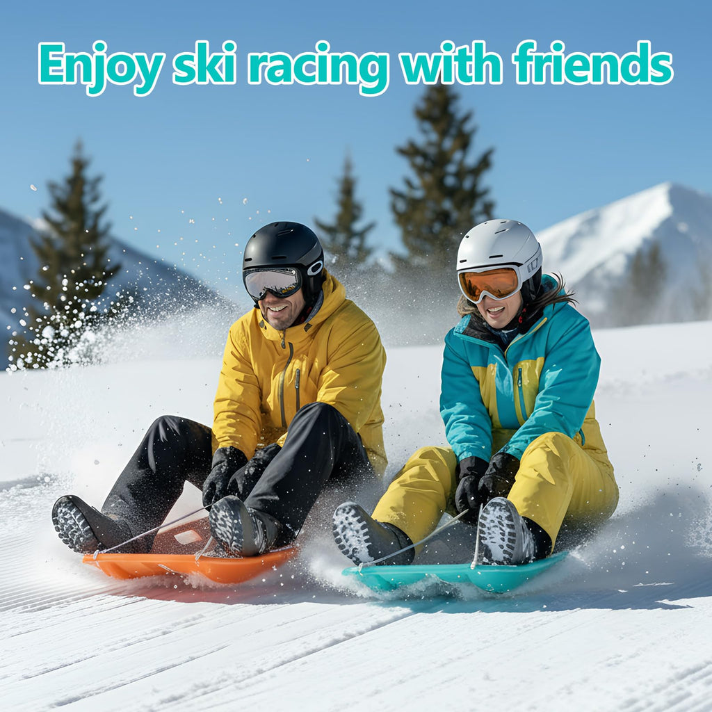 2 Pcs Plastic Snow Sled with Pull Rope and Handles W609