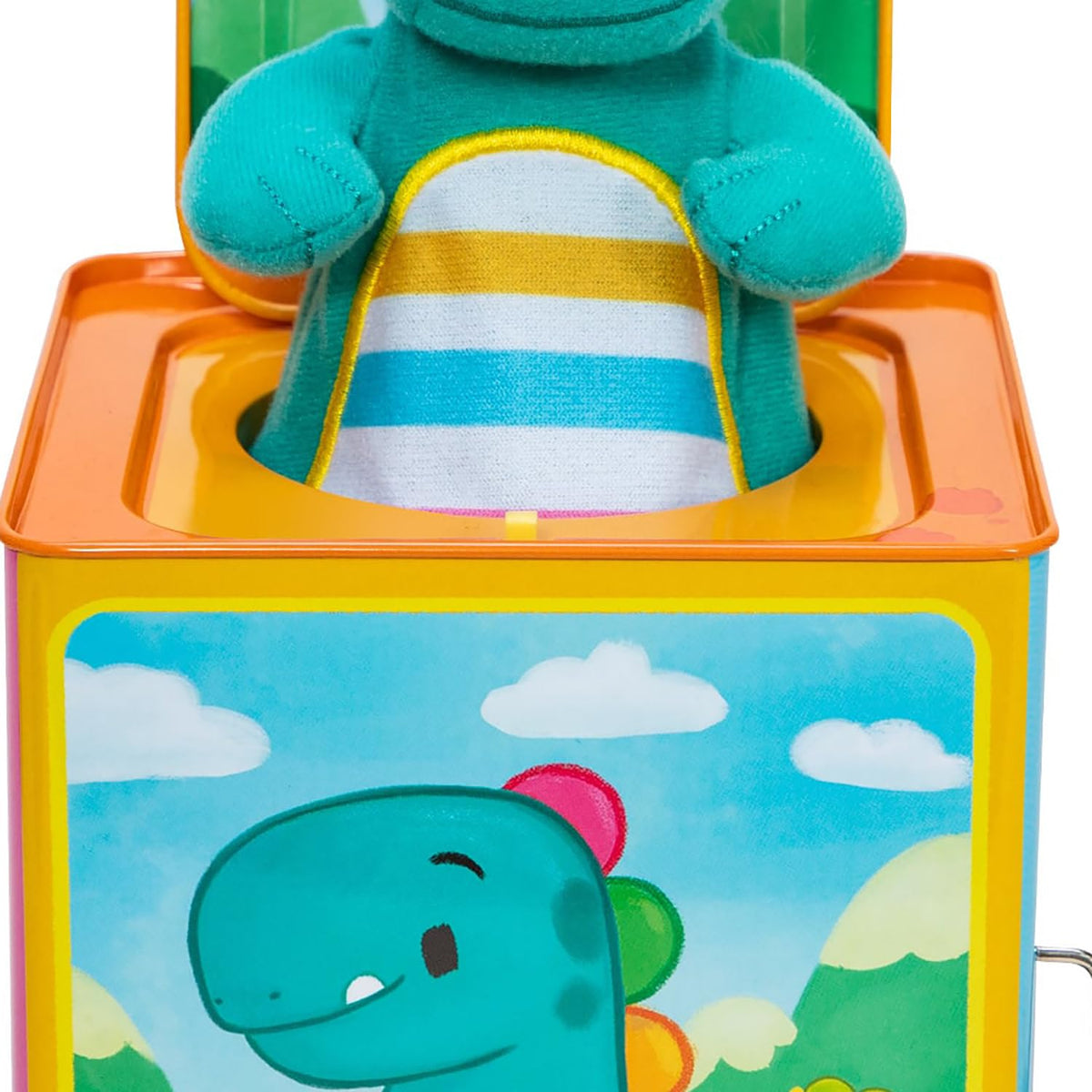Baby Dino Jack in The Box Tin Musical Popping Toy R555373
