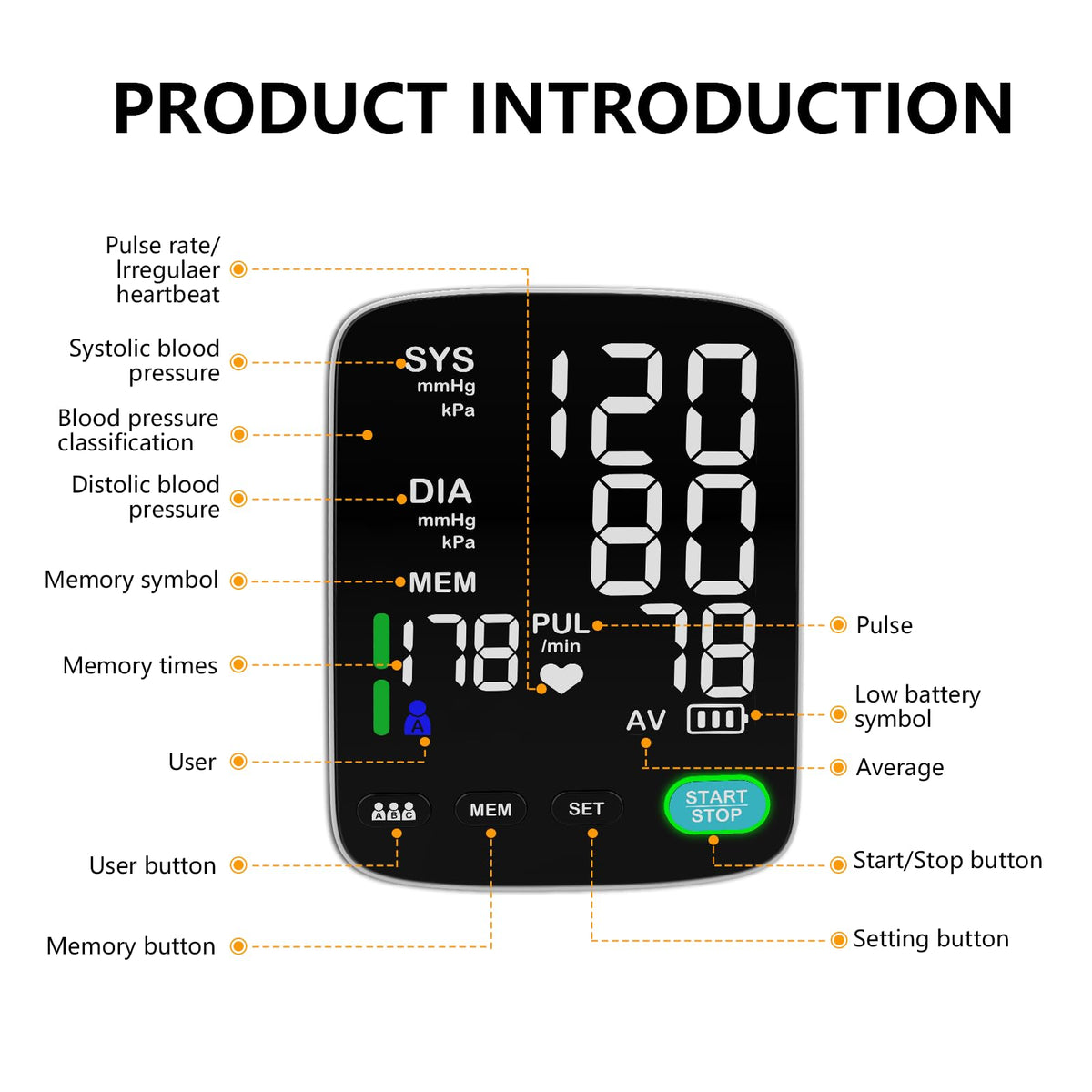 Automatic Upper Arm Blood Pressure Monitor with 5.4 inch LED Screen Q540008
