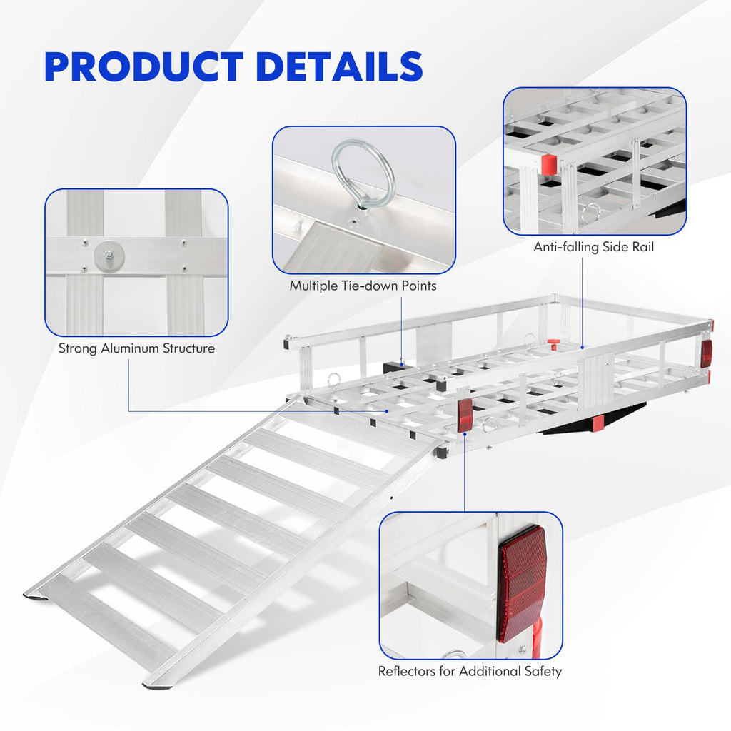 50"x 29.5" Aluminum Hitch Cargo Carrier with Ramp A53201