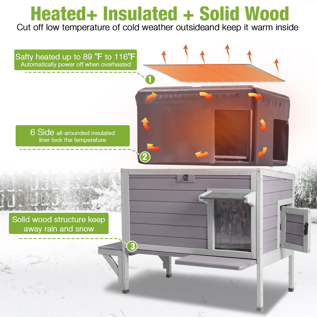 Heated Insulated Weatherproof Outdoor Cat House K322