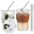 16 OZ Clear Plastic Iced Coffee Cups with Lids and Straws 2 Pcs V421427
