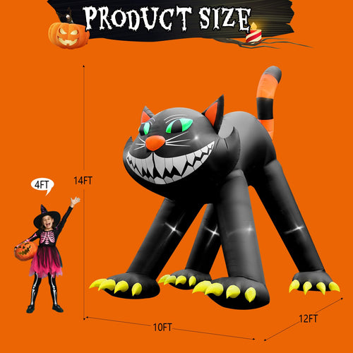 14FT Inflatable Black Cat Halloween Decoration with 7 LED F873540