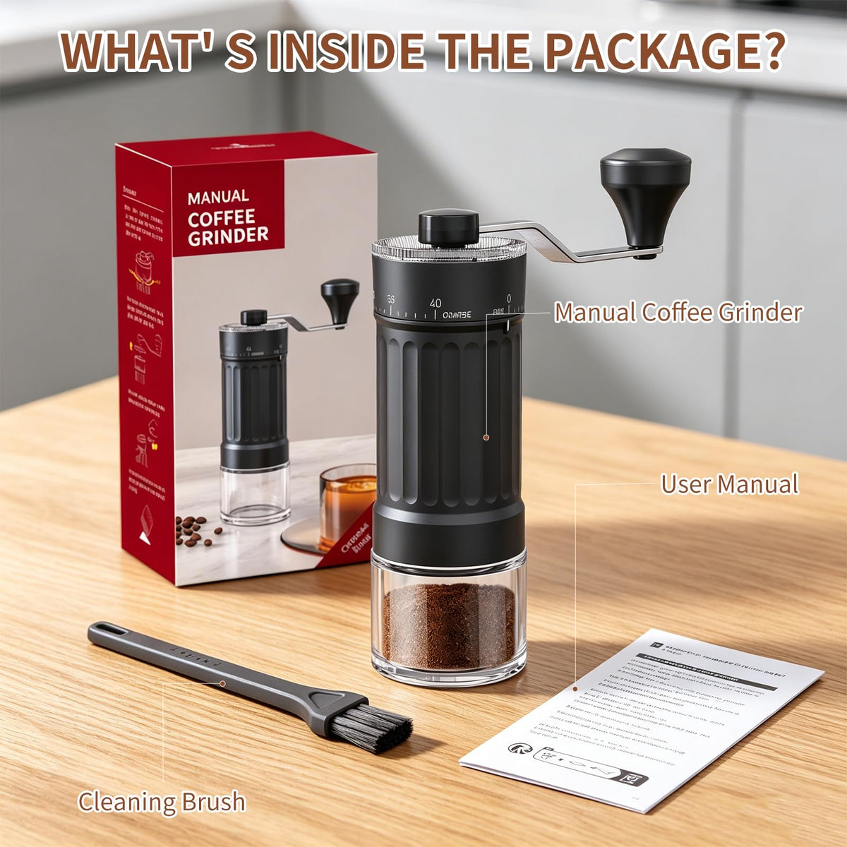 Manual Coffee Grinder 40 Adjustable Settings T74680