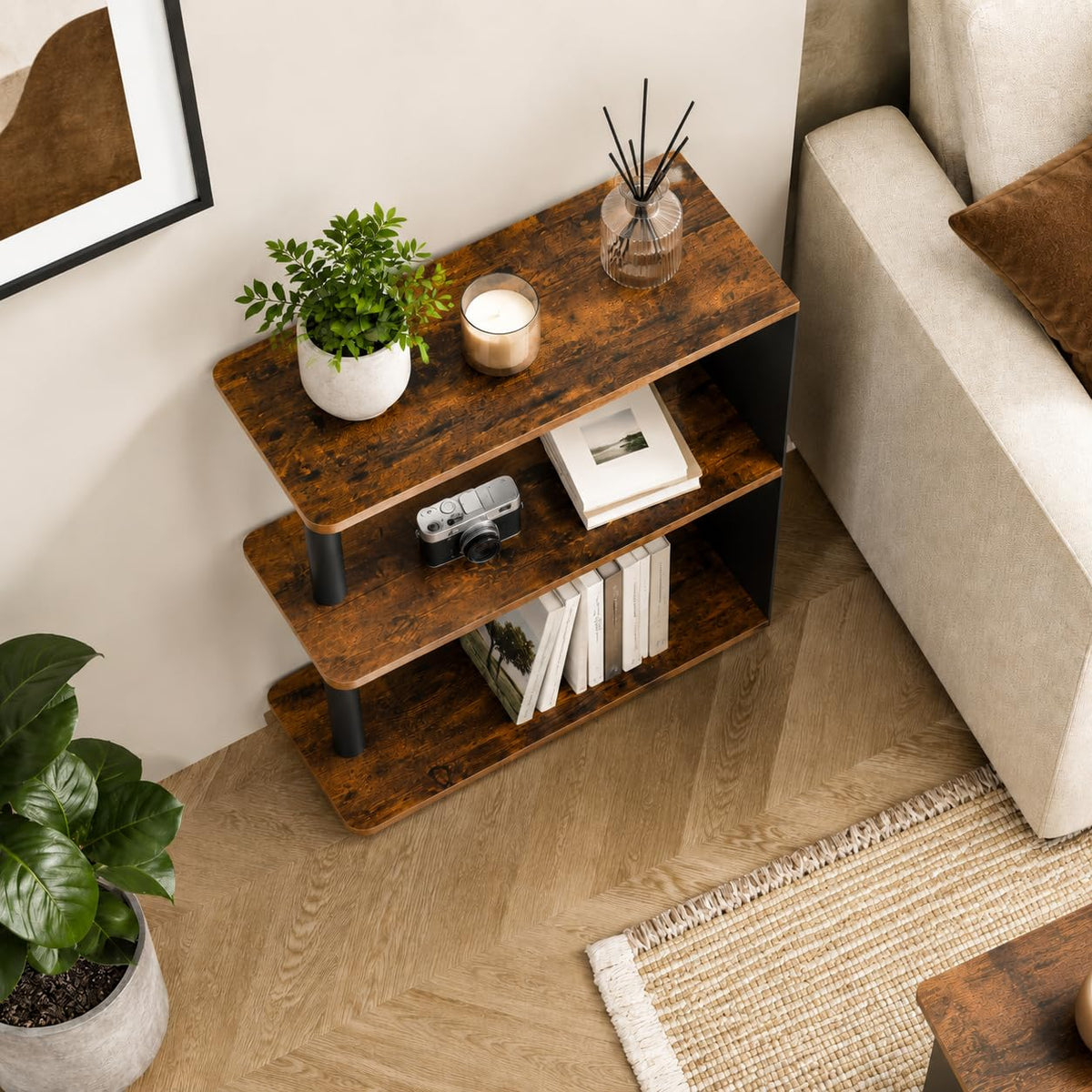 3-Tier Narrow Industrial End Table J123366