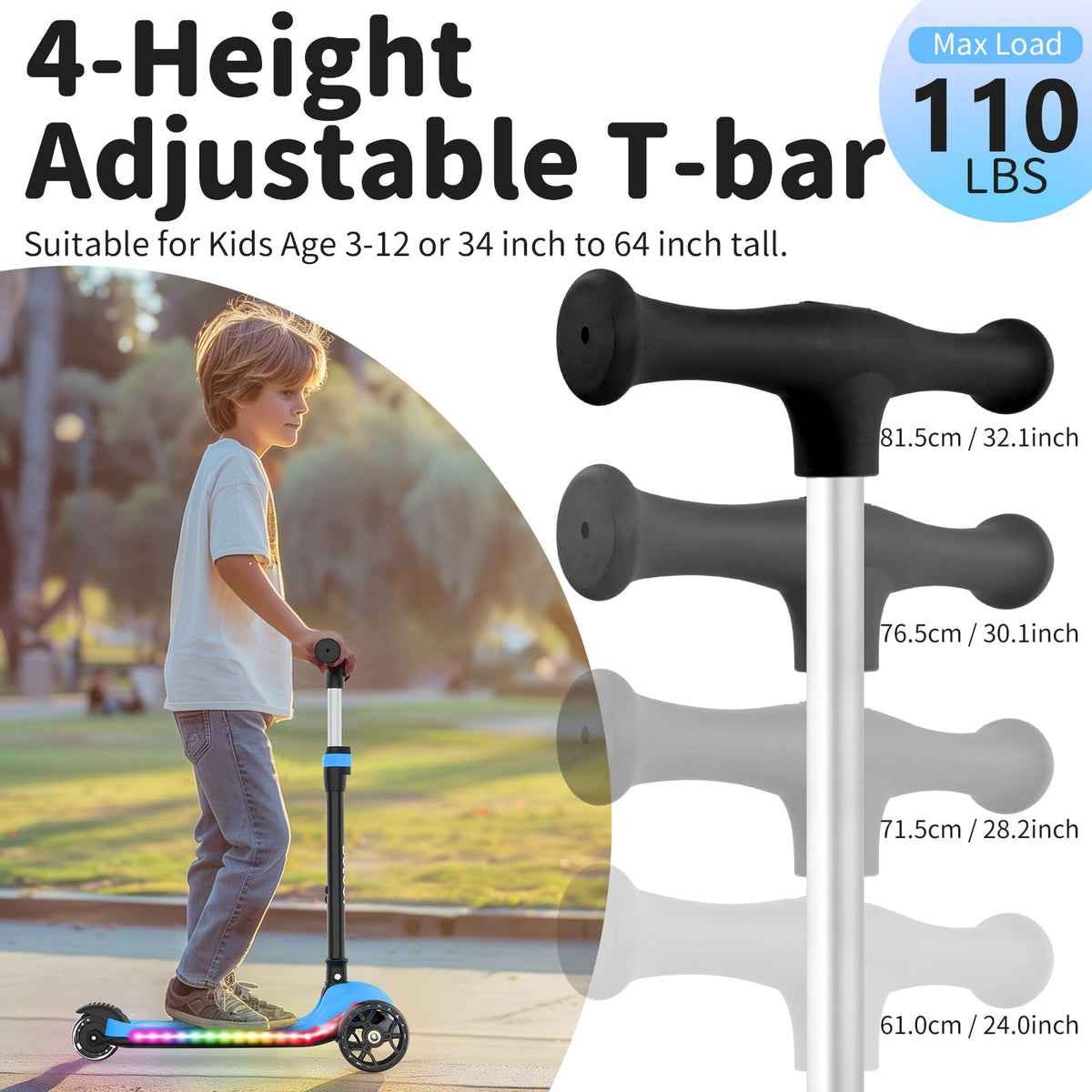 3 Wheel Folding Kids Scooter with LED Light-Up Wheels Z50159