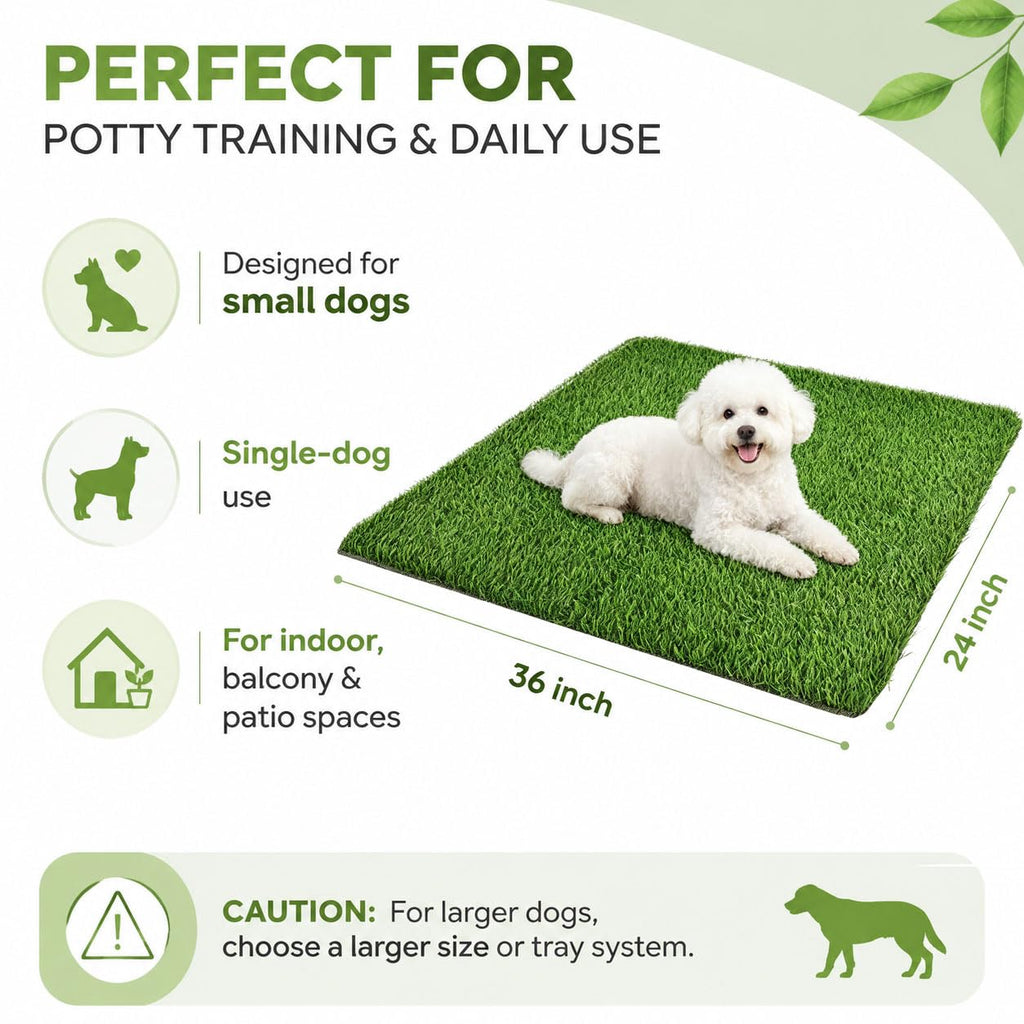 Artificial Grass Dog Potty Pad 24 x 36 in Non-Slip Washable F387078