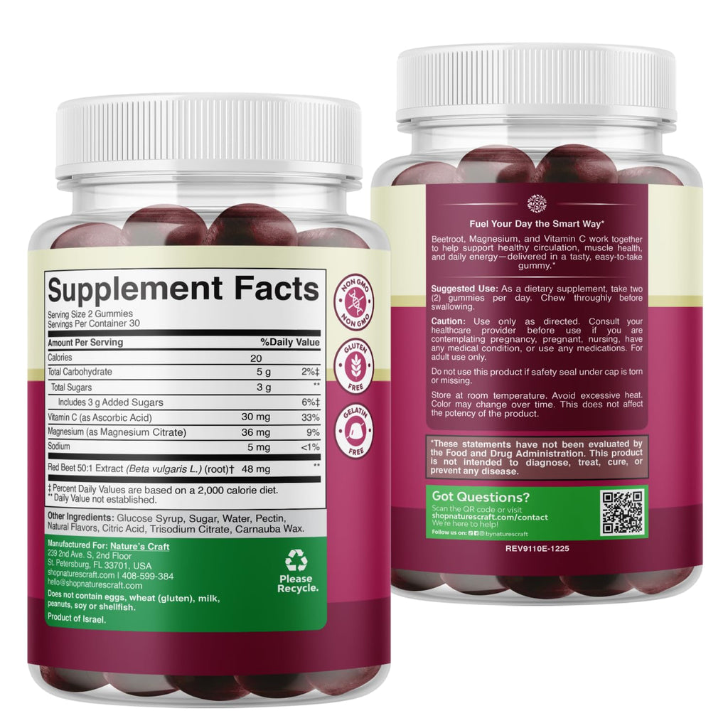 Beet Root Gummies with Vitamin C 60 Ct W233
