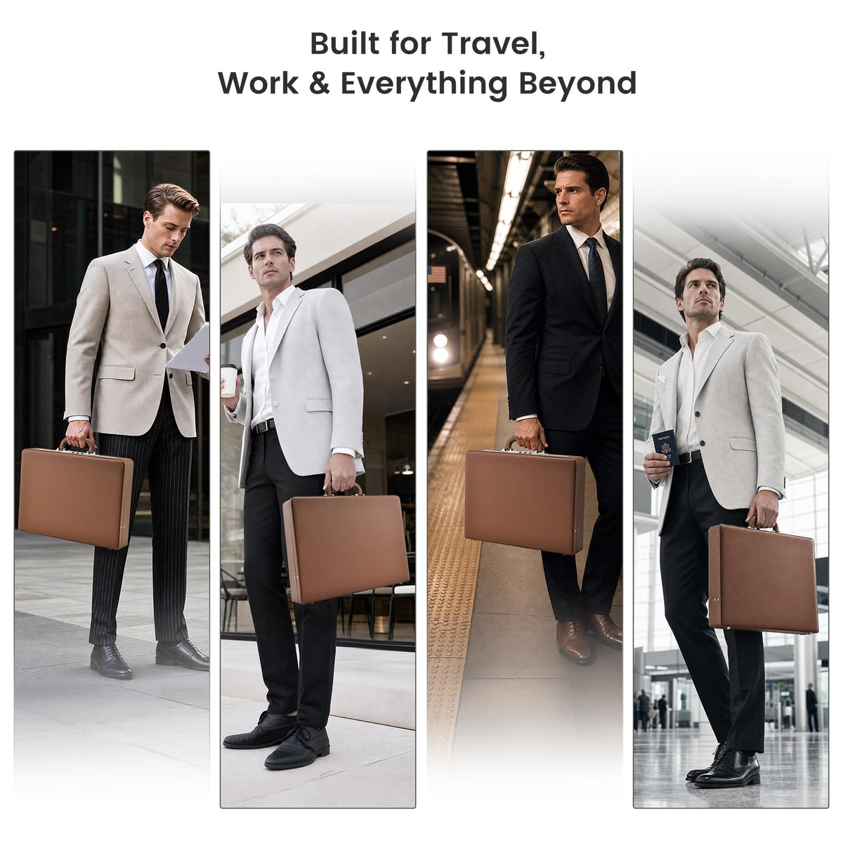 Brown Leather Briefcase with Lock for 16 Inch Laptop X516