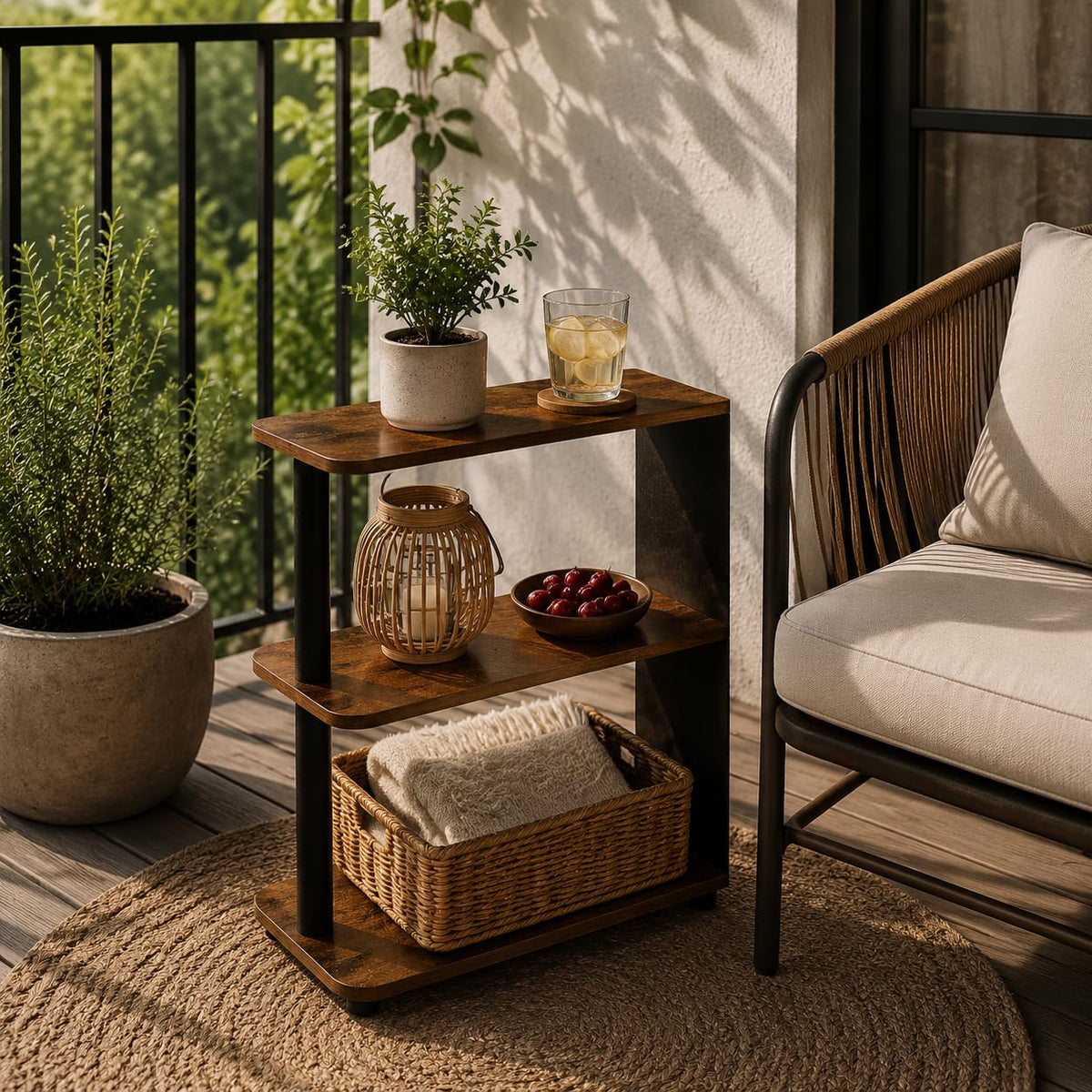 3-Tier Narrow Industrial End Table J123366