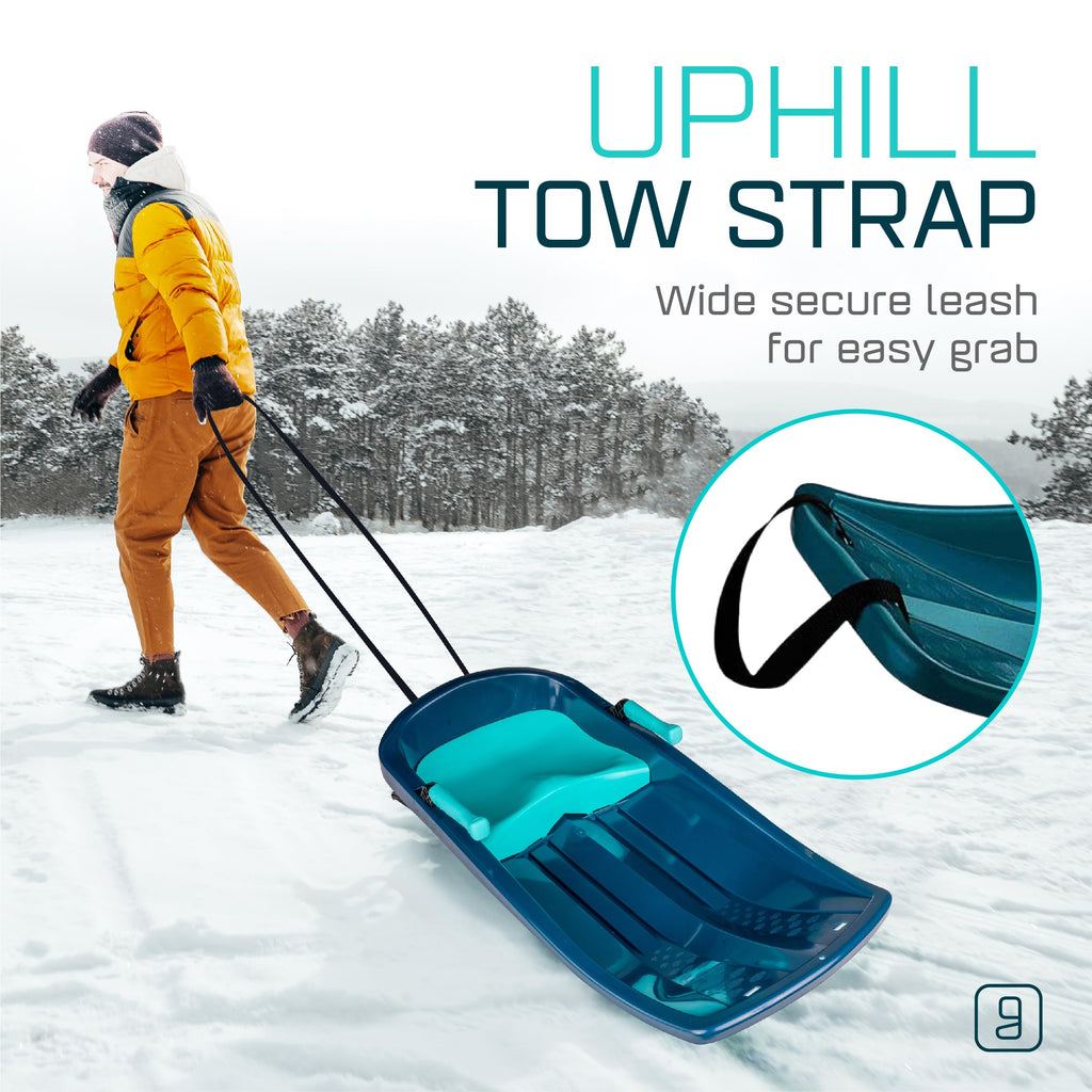 Kids' Plastic Toboggan Sleds with Tow Strap R330281