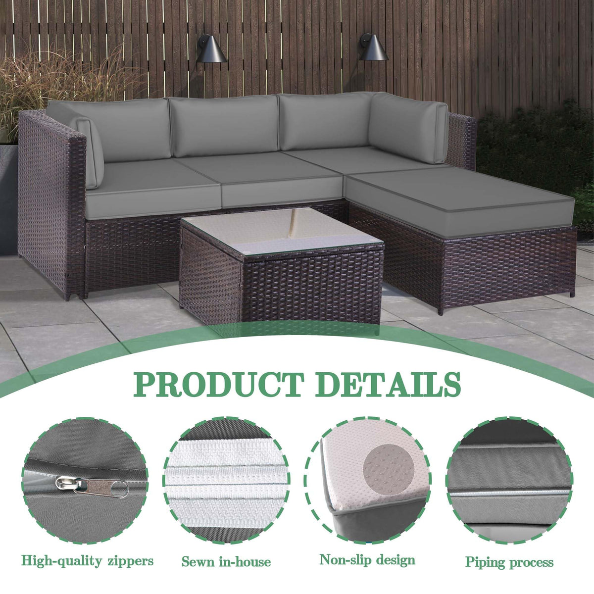 Waterproof Outdoor Couch Cushions 4 Seat Dark Grey C770