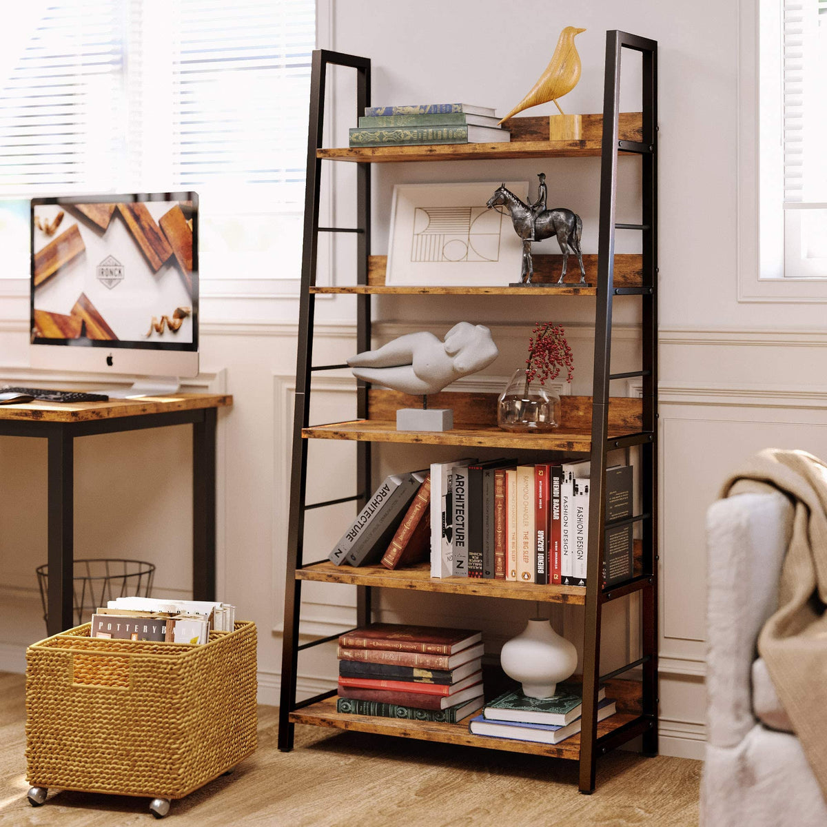 5 Tier Metal Frame Ladder Bookcase M943