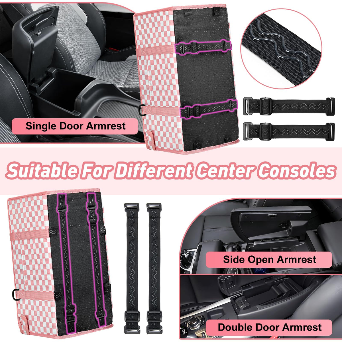 Pink Checkered Foldable Dog Car Seat L7134