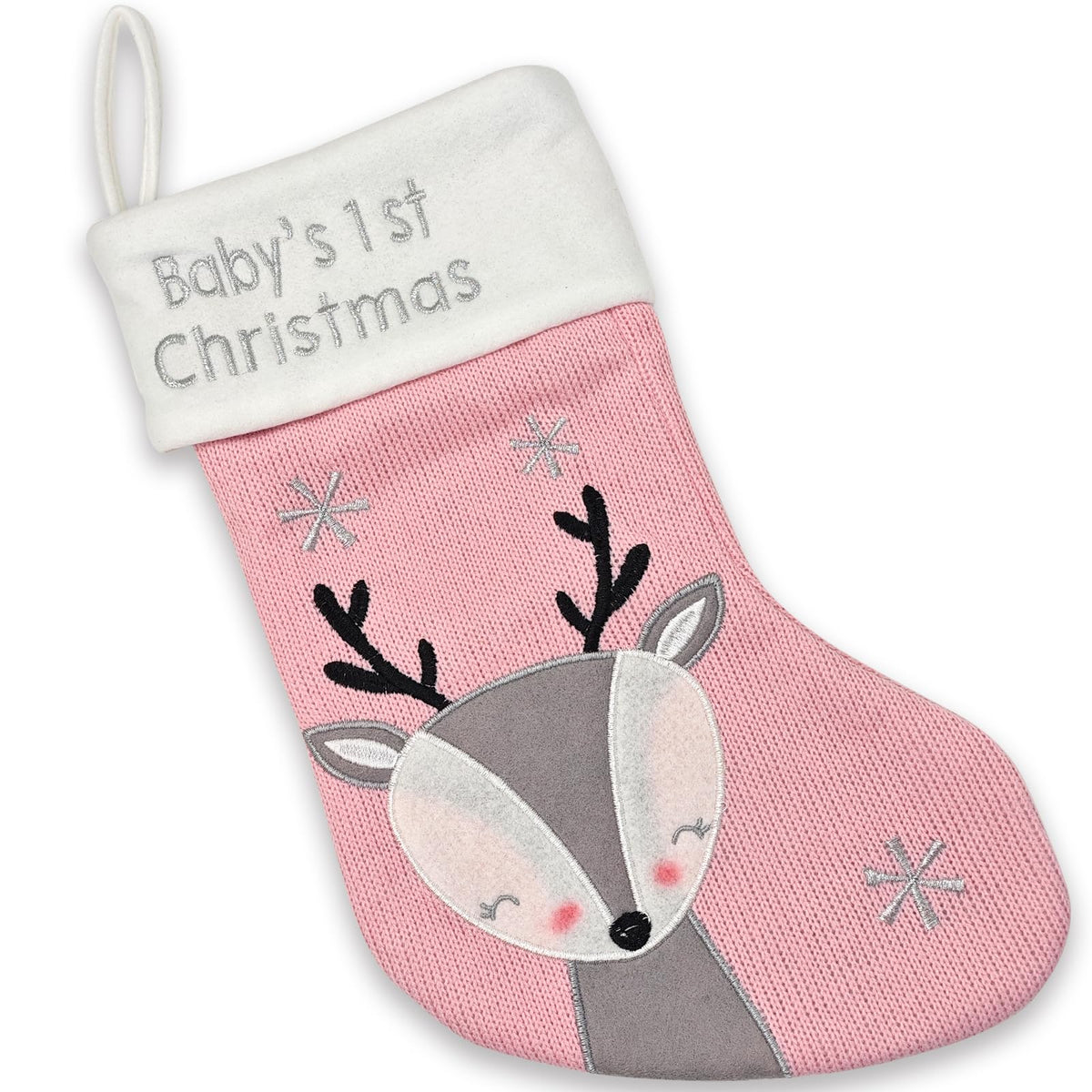 Pink Grey Christmas Stocking D4470