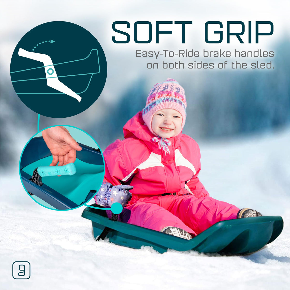 Kids' Plastic Toboggan Sleds with Tow Strap R330281