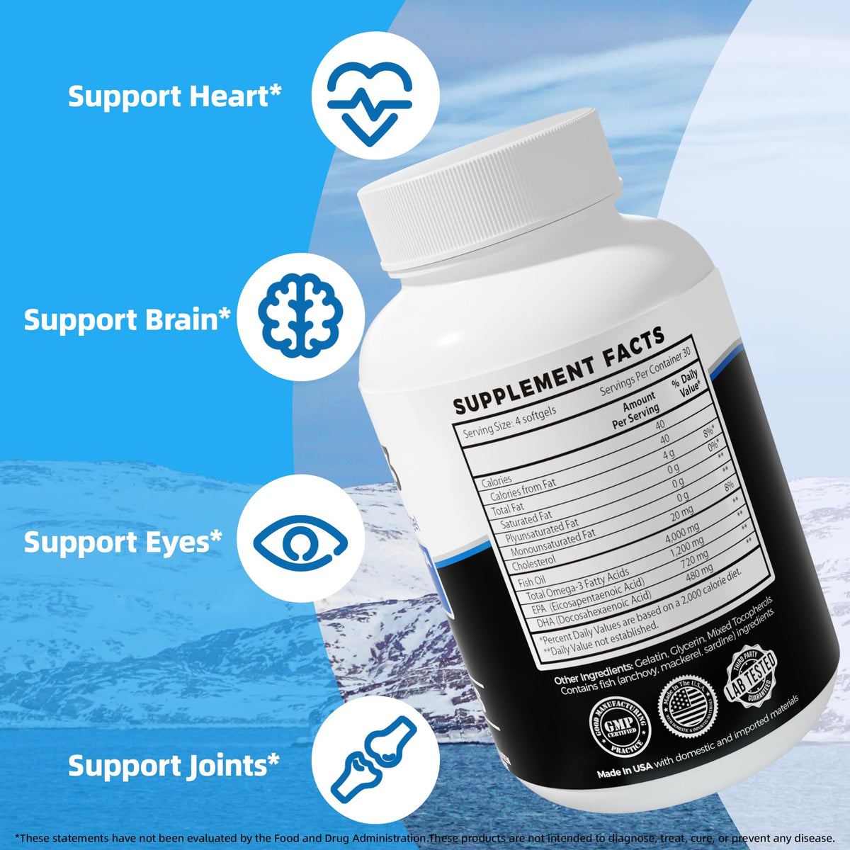 Omega 3 Fish Oil 4000mg 120 Softgels EPA DHA X215