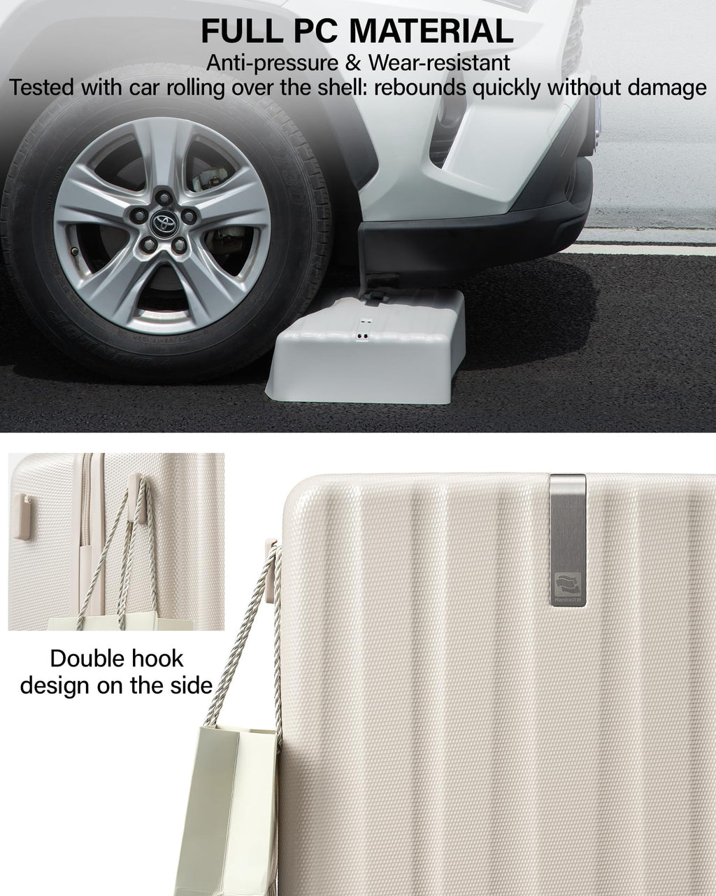 20 Inch PC Hard Shell Carry On Luggage with Wheels, TSA Lock, Ivory White C65190