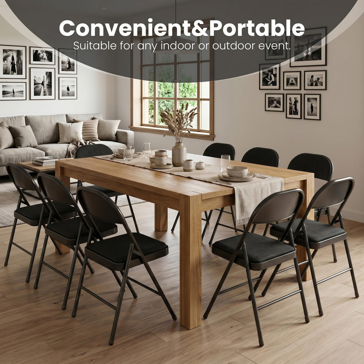 10 Pack Black Padded Folding Chairs O224