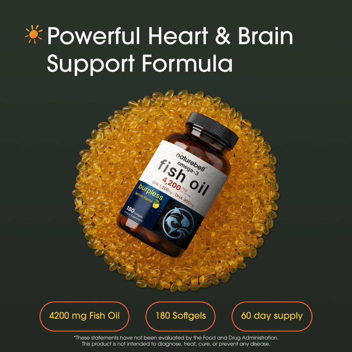 Omega-3 Fish Oil 180 Softgels Lemon Flavor G937