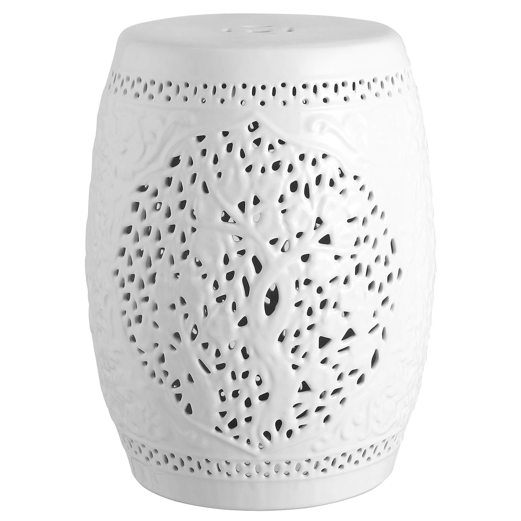 White Ceramic Garden Stool D187