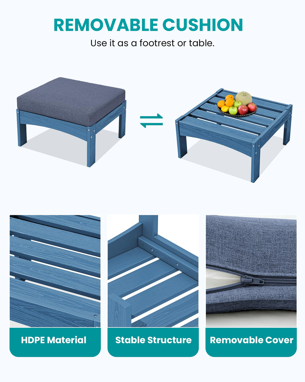 9 Pieces Blue Outdoor Sectional Sofa Set N2000