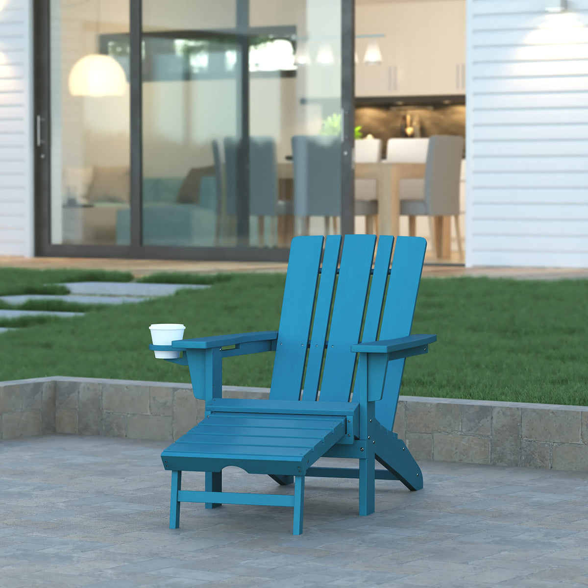 Blue Adirondack Lounge Chair with Ottoman B600