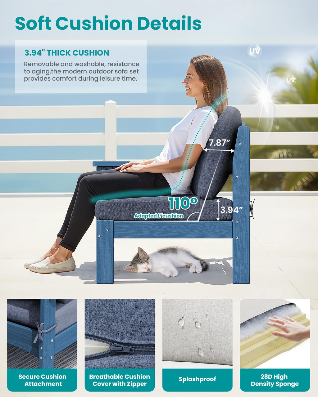 9 Pieces Blue Outdoor Sectional Sofa Set N2000