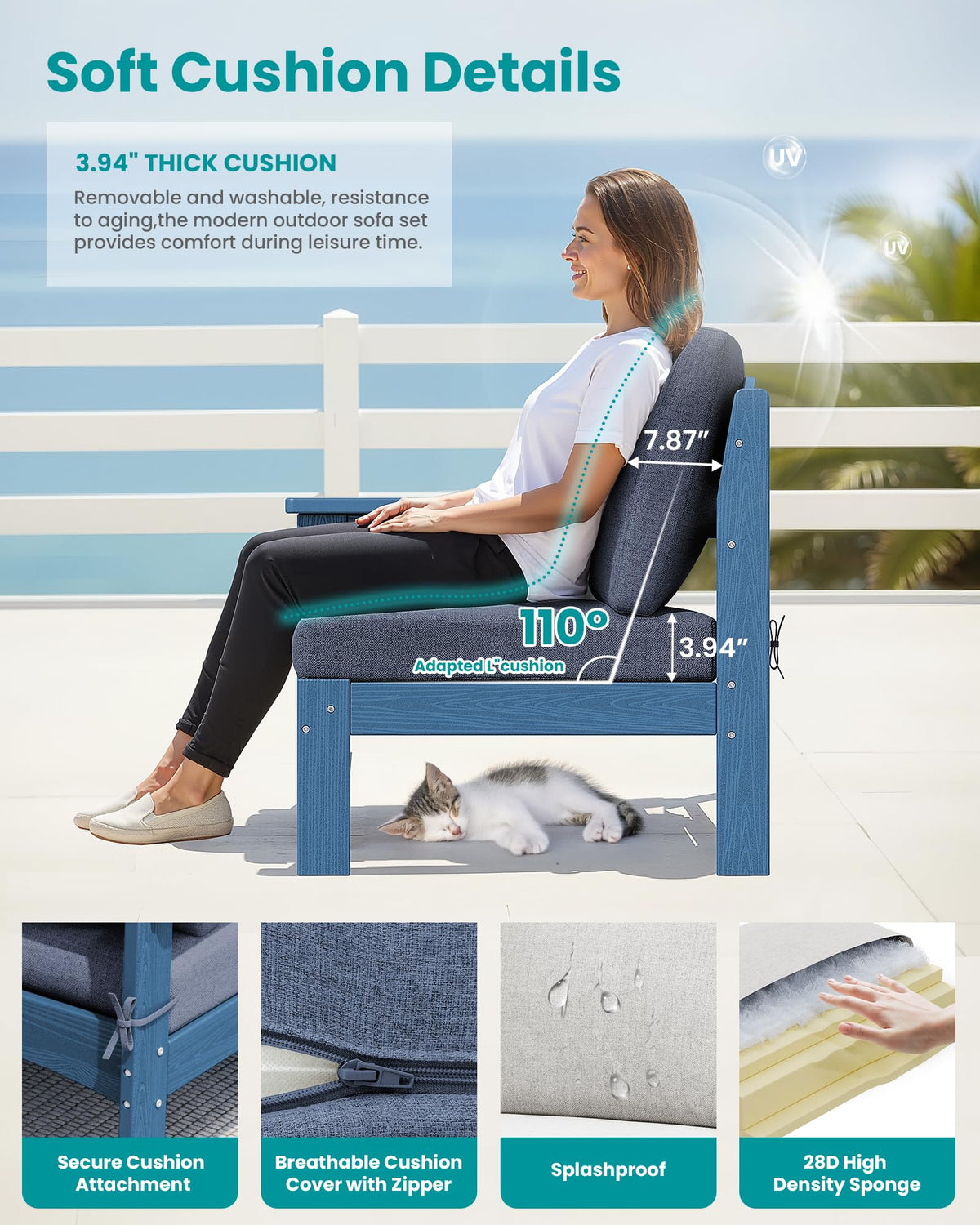 9 Pieces Blue Outdoor Sectional Sofa Set N2000