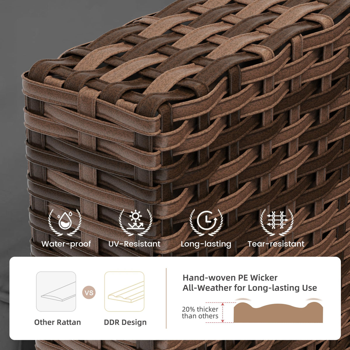 5 Pieces Wicker Rattan Patio Furniture Set with Storage Table R615