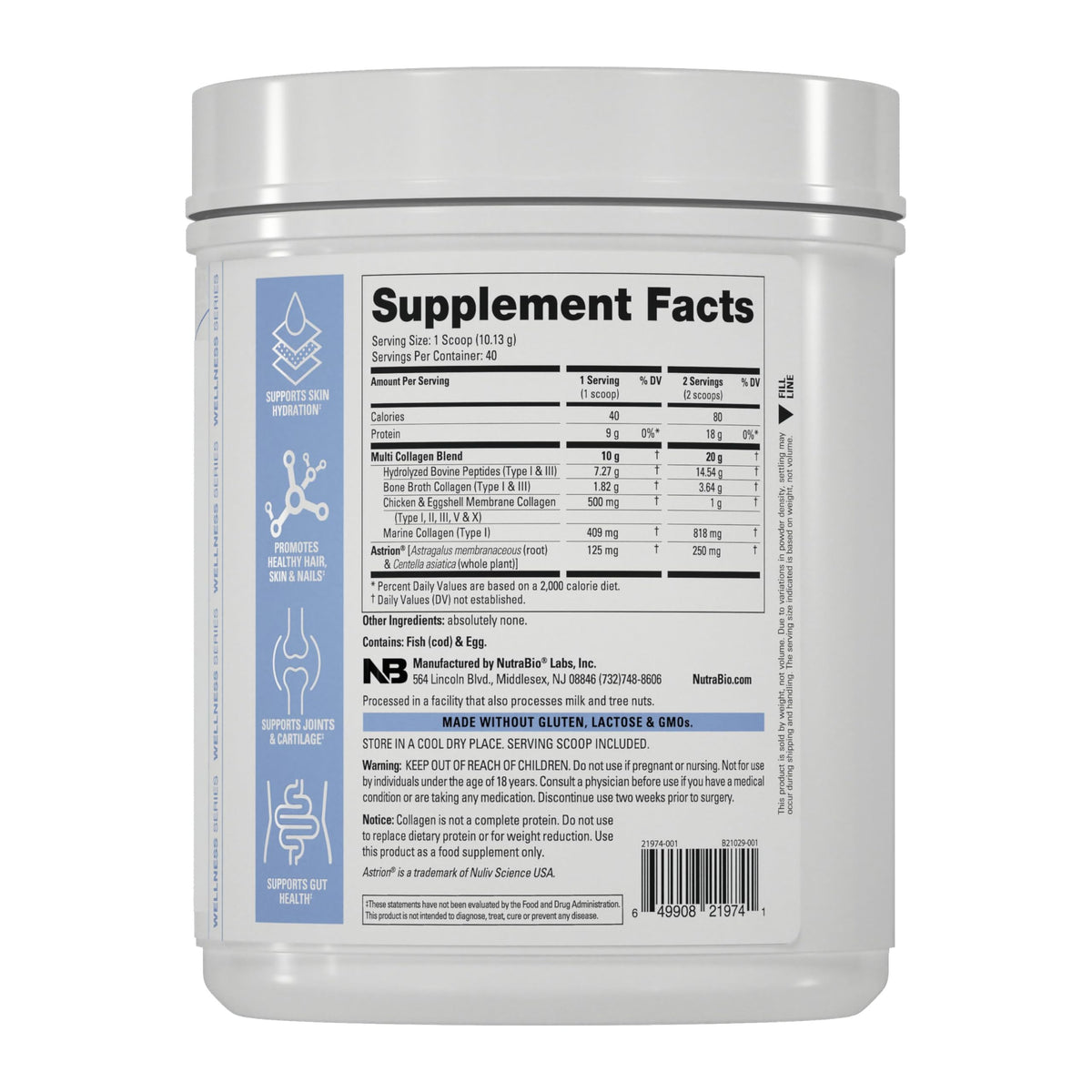 Hydrolyzed Grass-Fed Unflavored Collagen Powder 40 Servings F876