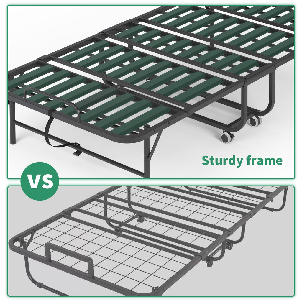 Folding Bed with Mattress, 5-Inch Memory Foam, 500lbs Capacity, Metal Frame, Adjustable Headboard S705511