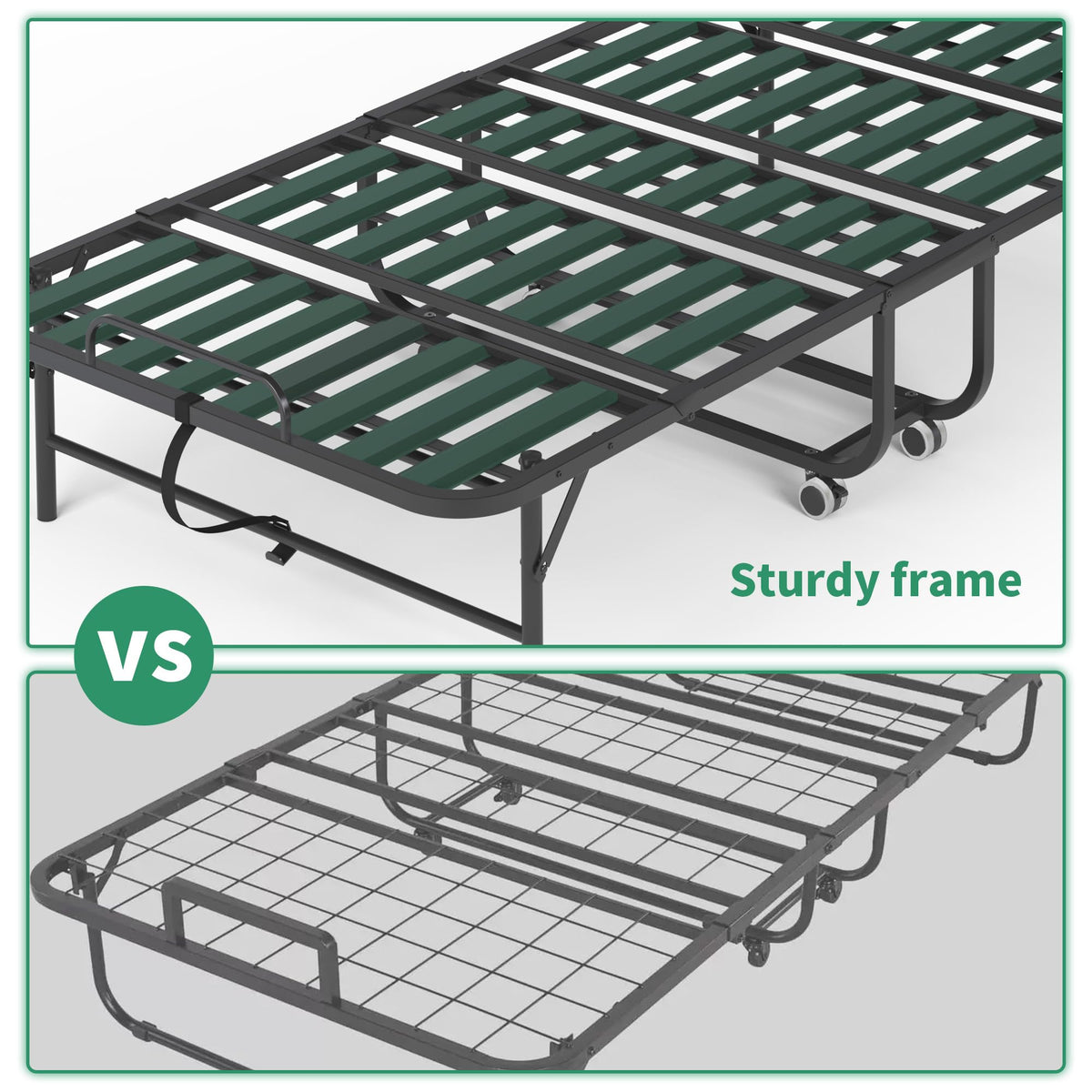 Folding Bed with Mattress, 5-Inch Memory Foam, 500lbs Capacity, Metal Frame, Adjustable Headboard S705511